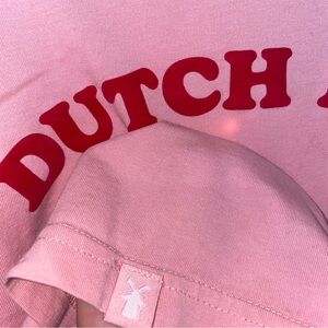 Pink Dutch Bros Dutch Luv T-Shirt with Red Lettering